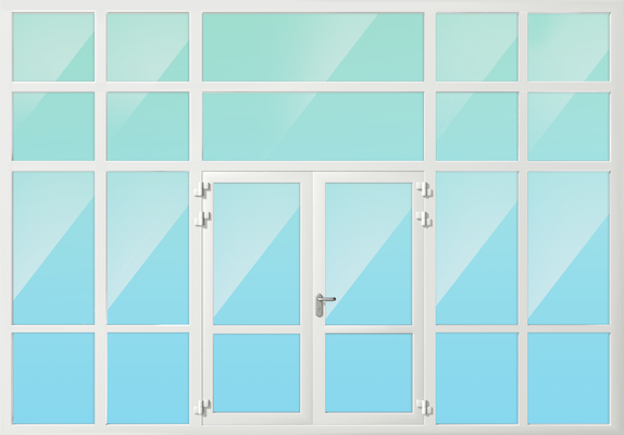 Алюминиевый огнестойкий фасад с двупольной дверью EIW-60 Алюминиевый огнестойкий фасад с двупольной дверью EIW-60