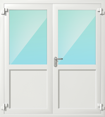 Двупольная алюминиевая противопожарная дверь с глухой вставкой EIW-60 Двупольная алюминиевая противопожарная дверь с глухой вставкой EIW-60