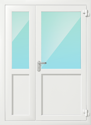 Полуторная алюминиевая противопожарная дверь с глухой вставкой EIW-60 Полуторная алюминиевая противопожарная дверь с глухой вставкой EIW-60