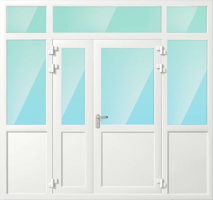 Алюминиевая противопожарная перегородка с полуторной дверью, верхней вставкой и глухой вставкой EIW-60 Алюминиевая противопожарная перегородка с полуторной дверью, верхней вставкой и глухой вставкой EIW-60