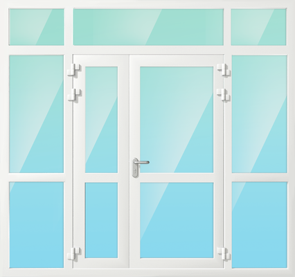 Алюминиевая противопожарная перегородка с полуторной дверью, верхней вставкой и импостом EIW-60 Алюминиевая противопожарная перегородка с полуторной дверью, верхней вставкой и импостом EIW-60