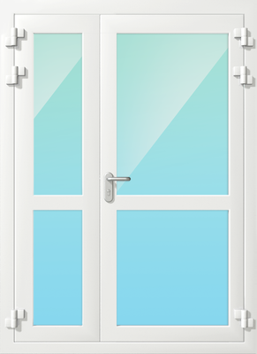 Полуторная алюминиевая противопожарная дверь с импостом EIW 60 Полуторная алюминиевая противопожарная дверь с импостом EIW 60